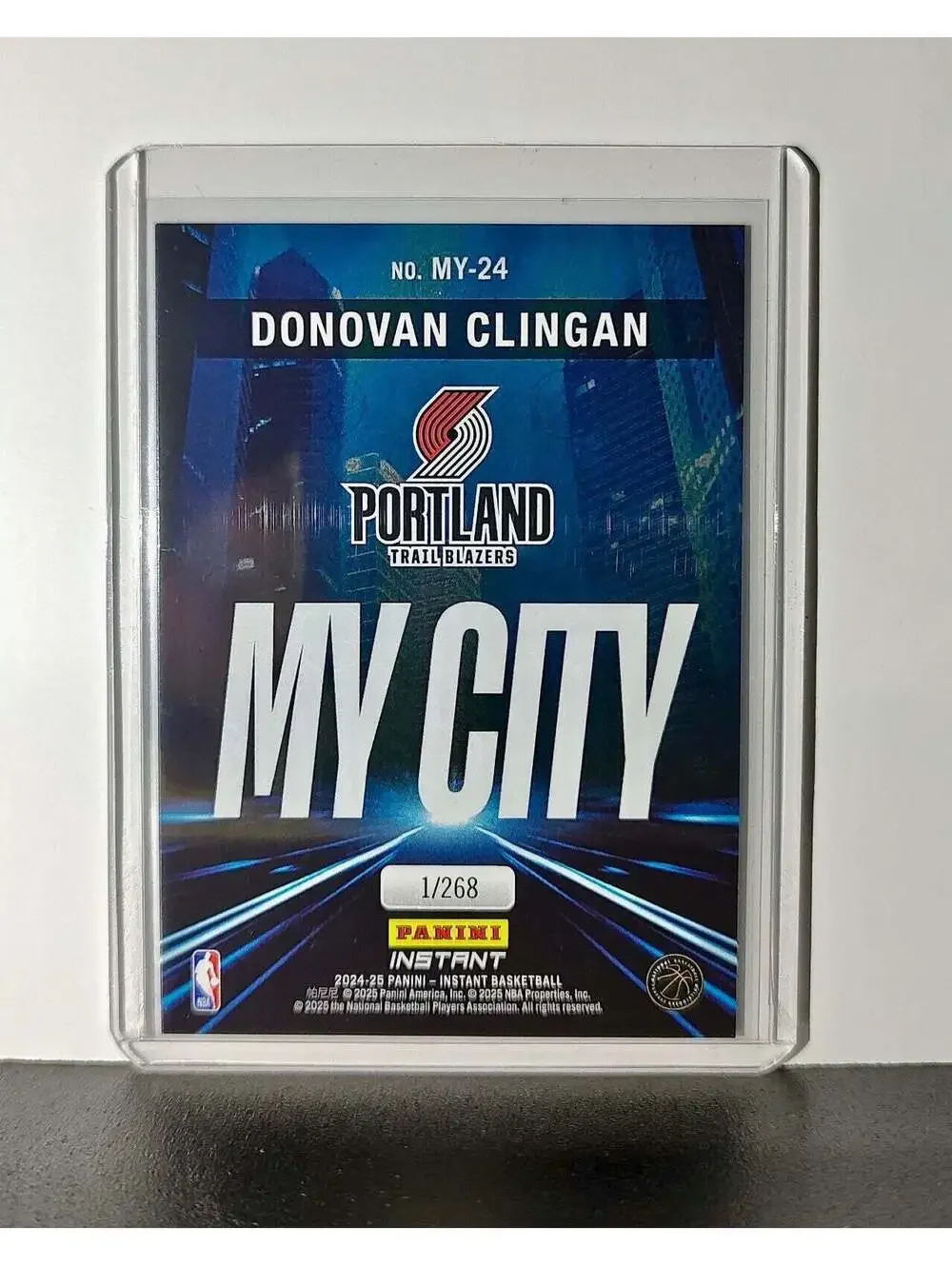 Donovan Clingan Rookie 2024-25 Panini MyCity NBA #24 Card Trail Blazers 1/268